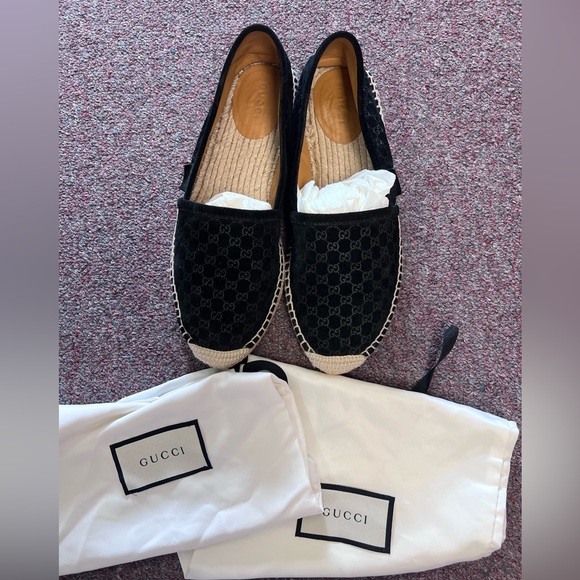 Gucci Calfskin GG Monogram Espadrilles Flats size 7 - Picture 3 of 9